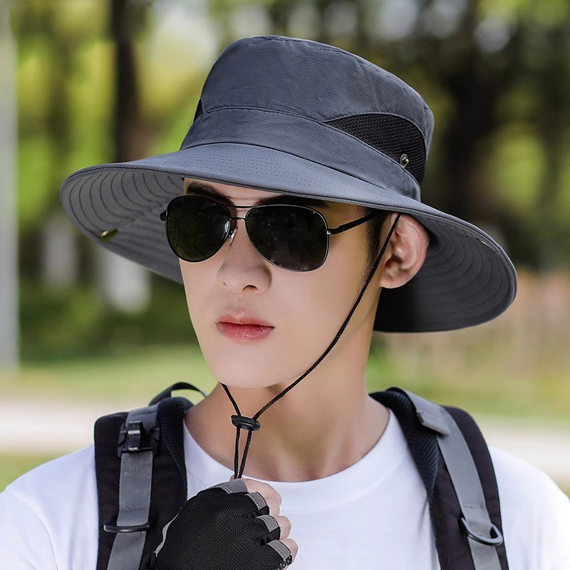 帽子男款夏季防晒防紫外线遮脸遮阳帽男士户外登山钓鱼渔夫太阳帽