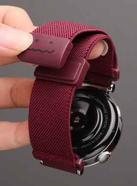 适用荣耀手表Fit编织表带活力版磁吸扣腕带fit雅致版个性涂鸦运动手表表链荣耀手表GS5防水男女时尚透气表带