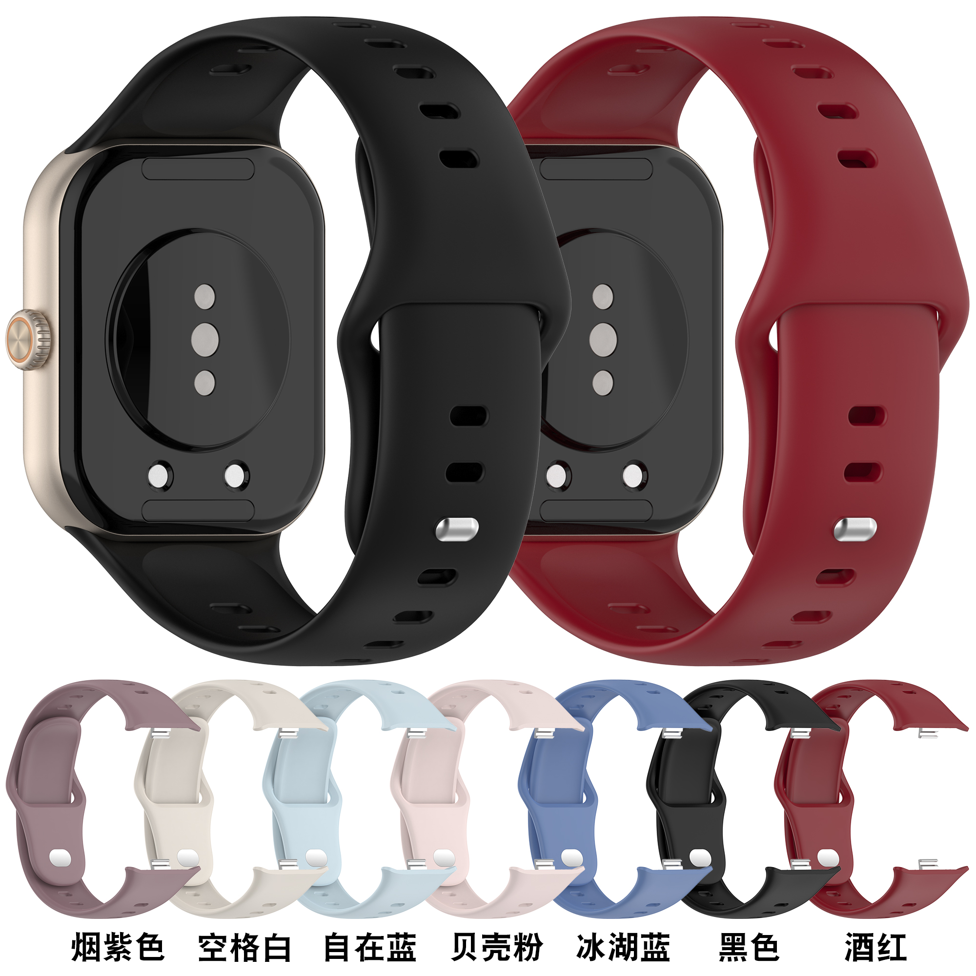 适用于vivowatchgt2表带iwa2536c手表硅胶腕带iqoowatchgt2蓝牙版手表表链eSIM版男女通用运动防水软胶替换带