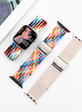 适用古讴卡儿童电话手表编织表带A01SM卡扣弹力腕带子腾园好记星A67尼龙表链好乐普守护佳C6爱百分A90替换带