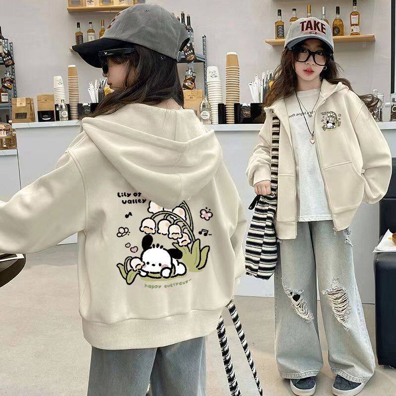 儿童加绒连帽卫衣外套2026春秋新款女童洋气宽松休闲拉链上衣童装