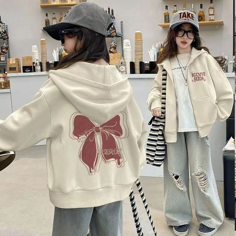女童春秋季连帽卫衣宽松百搭外套