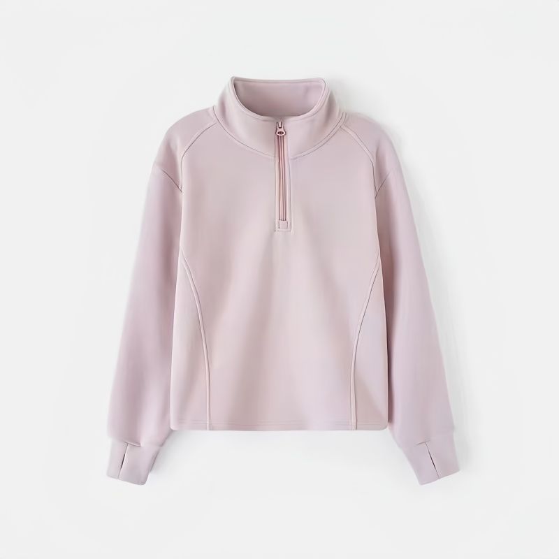 女童半拉链卫衣春季加厚立领上衣