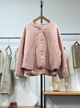 撤柜奥特莱斯清仓捡漏日系文艺范夹棉短外套女秋冬简约百搭棉袄潮