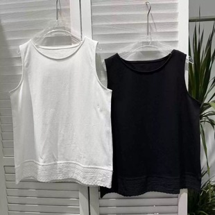 T恤 胖mm内搭打底上衣无袖 白色蕾丝花边下摆吊带背心女外穿季 大码