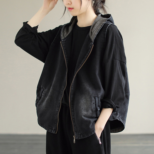 大码胖mm韩版连帽牛仔马甲外套女秋装休闲宽松百搭叠穿无袖上衣潮