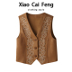 老钱风重工柳钉刺绣鹿皮绒马甲外套女新疆大草原旅游叠穿坎肩背心