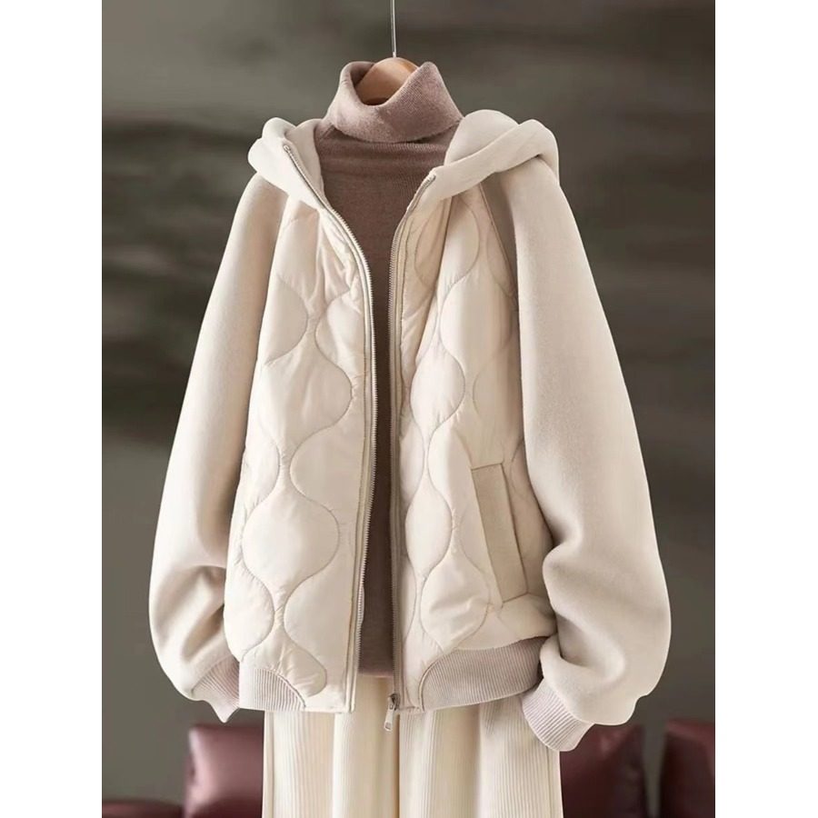 休闲连帽拼接棉袄女秋冬高级感加厚保暖棉衣棉服气质减龄夹克外套,女装/女士精品,棉衣/棉服,淘宝优惠券,粉丝福利购,淘宝优惠卷