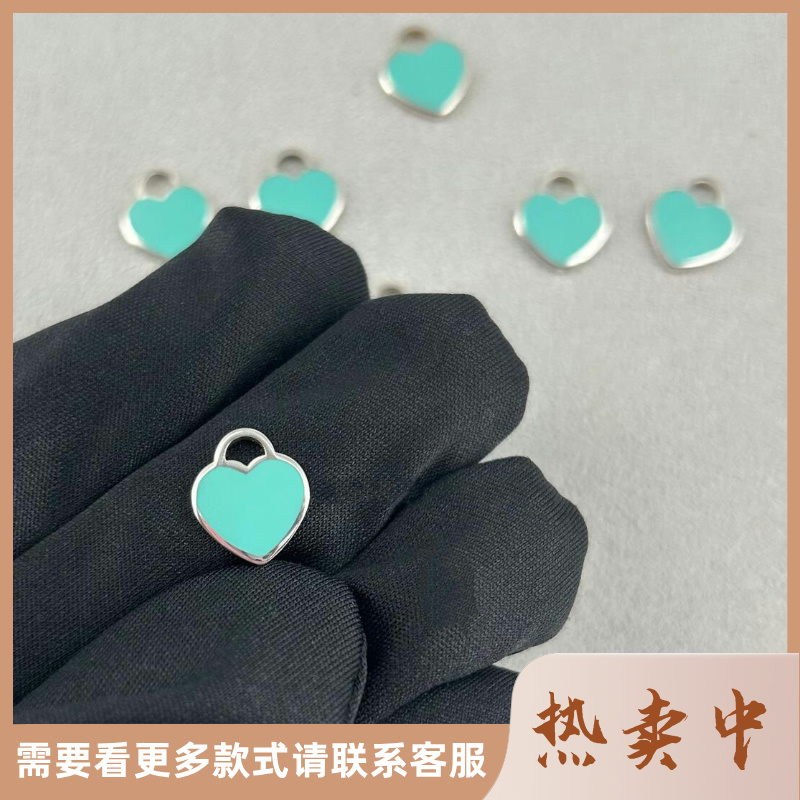 珐琅T爱心项链女纯银挂件不掉色