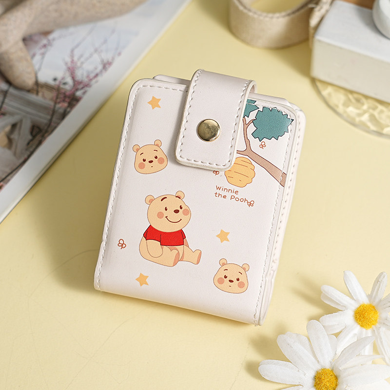 可爱卡通蜂蜜维尼小镜子随身带网红便携化妆包放口红收纳唇膏盒