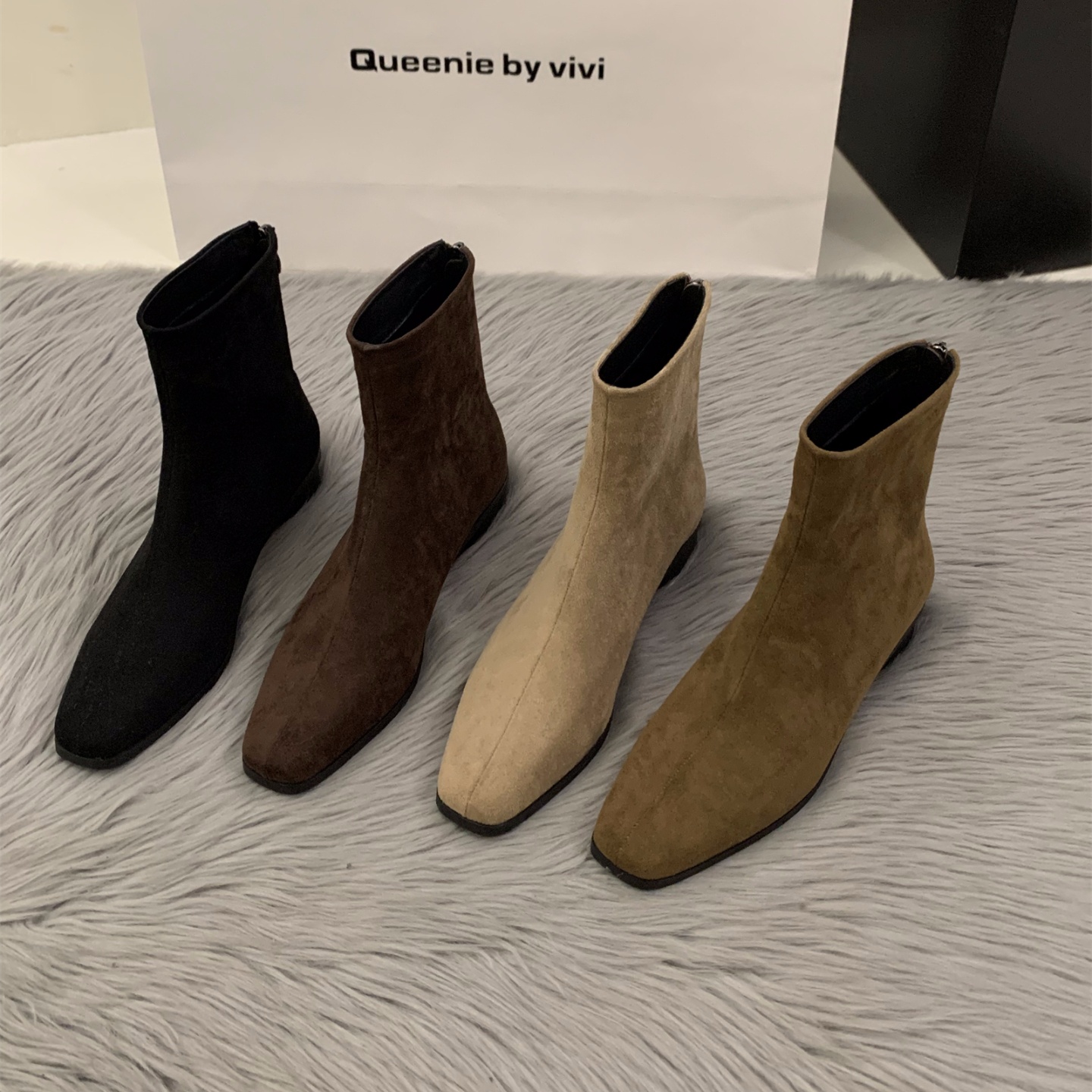 特价粗跟绒面韩系小踝靴女鞋2025新款秋冬季加绒马丁靴瘦瘦短靴子