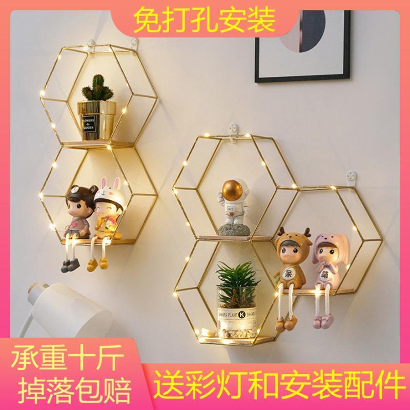墙上置物架免打孔卧室墙面装饰创意餐厅墙壁挂架床头架子房间布置