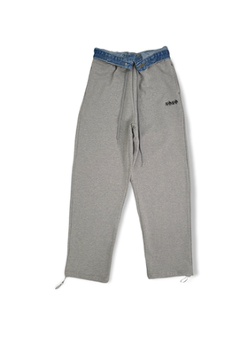 24s春秋chapchap新款运动裤宽松阔腿直筒假两件牛仔卫裤 爵士舞蹈