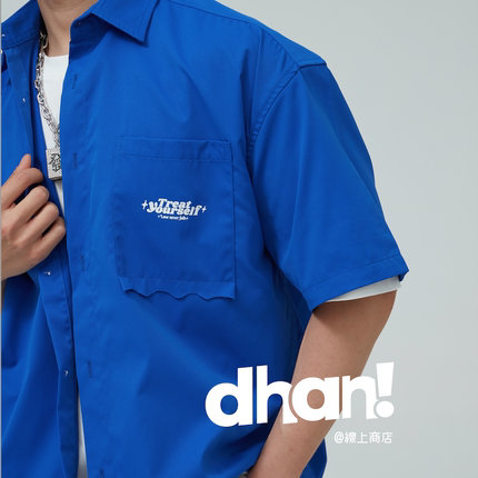 【Dhan线上商店】春夏潮牌街头英文字母印花宽松纯色男士衬衫衬衣