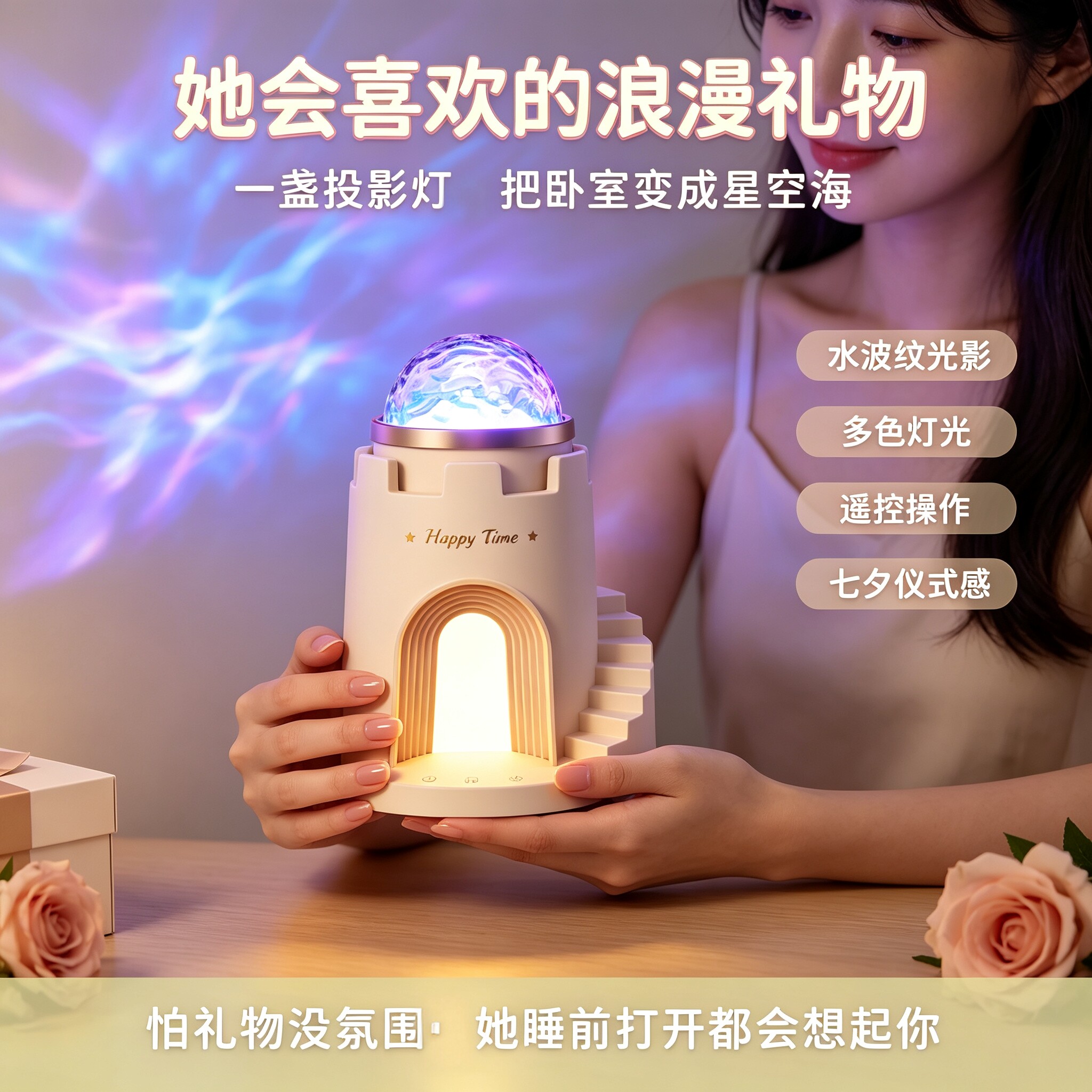 七夕送女友城堡小夜灯蓝牙音箱