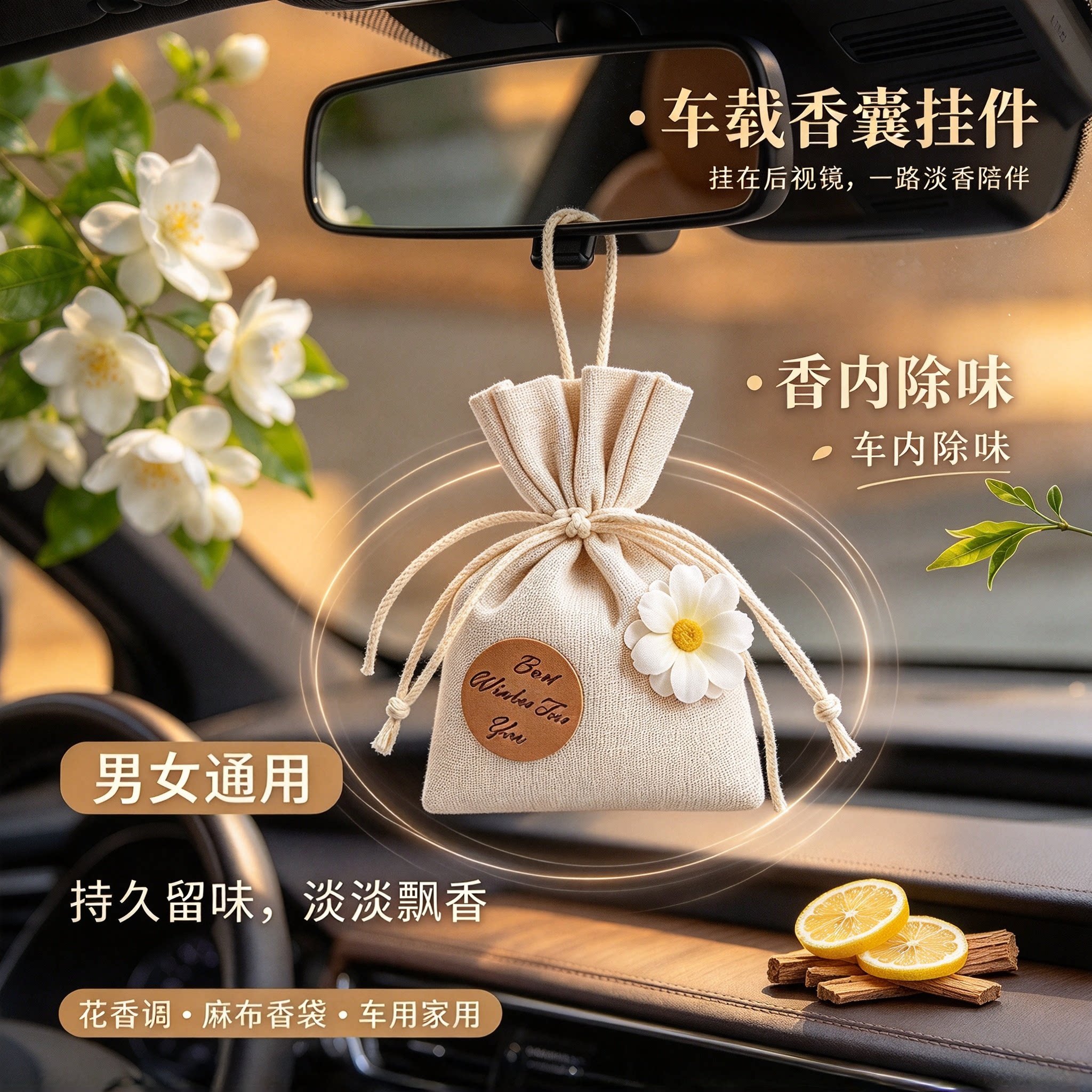 车载桂花香囊除臭持久留香挂件