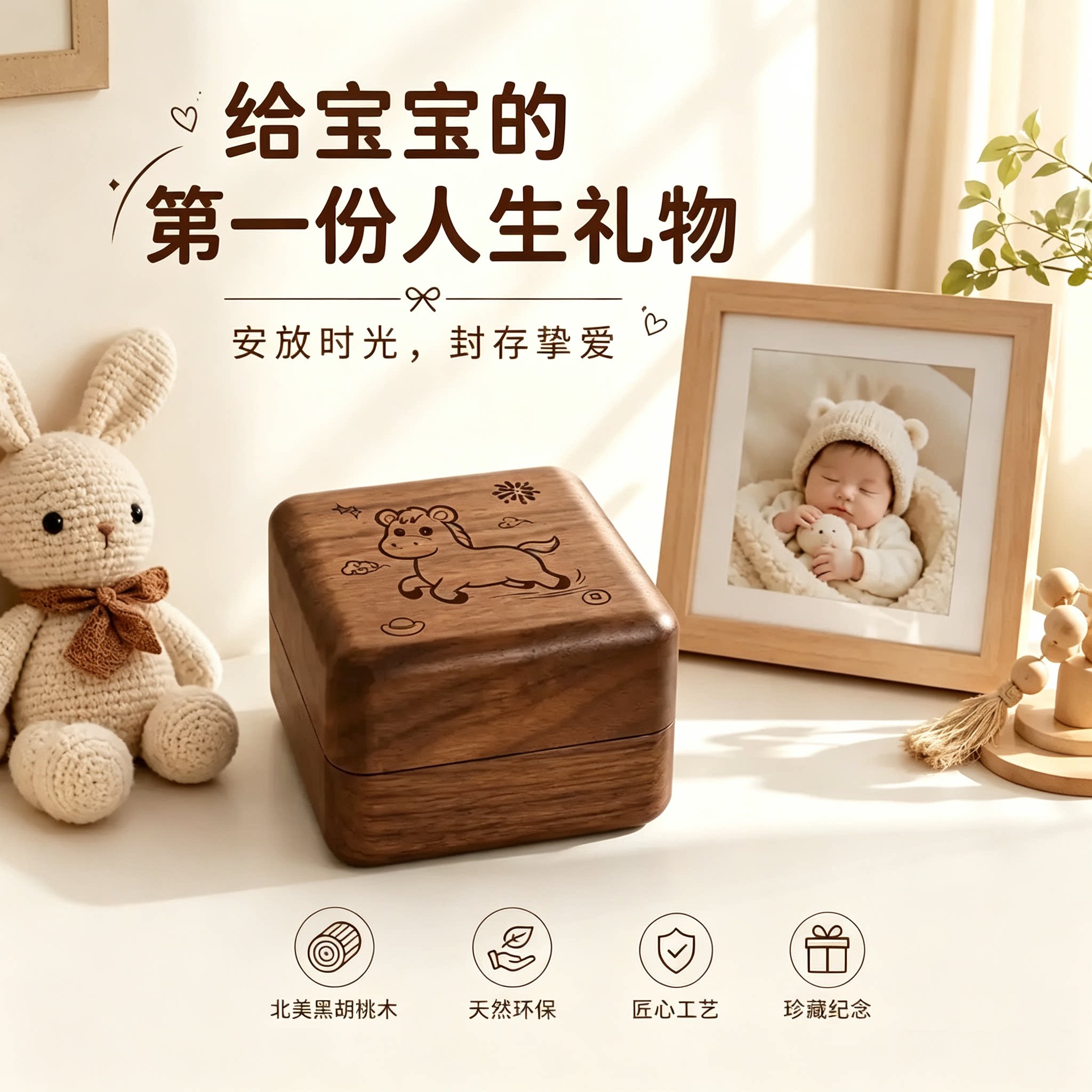马宝宝胎毛脐带纪念保存盒