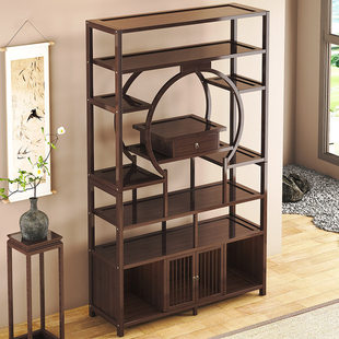 茶室博古架实木新中式多宝阁茶叶柜茶具收纳置物架客厅摆件展示架