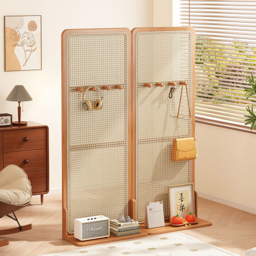 藤编矮屏风折叠移动隔断客厅卧室