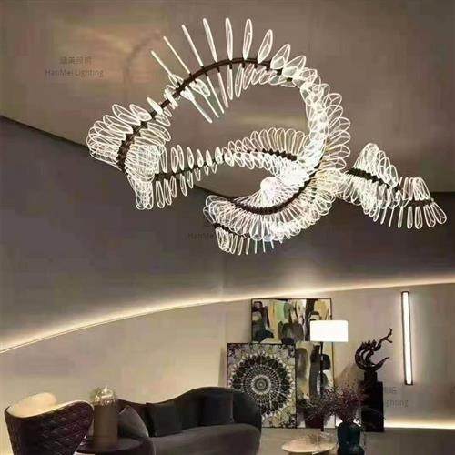 酒店大堂售楼部亚克力吊灯设计师创意蜻蜓吊灯亚克力异形艺术吊灯,家装灯饰光源,客厅吊灯,淘宝优惠券,粉丝福利购,淘宝优惠卷