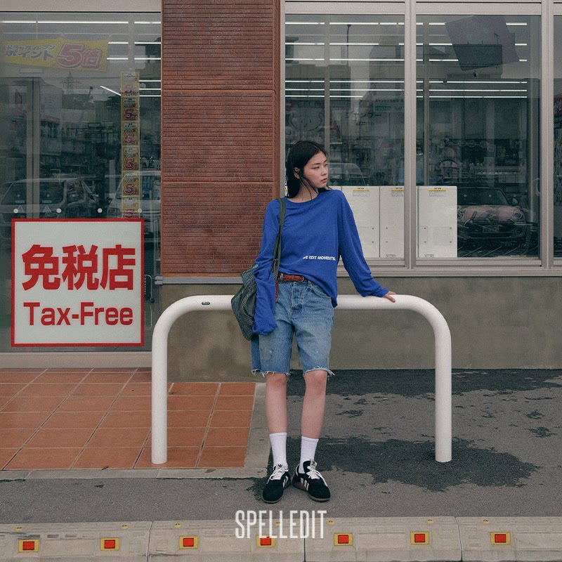 SPELLEDIT喷绘五分牛仔裤图片