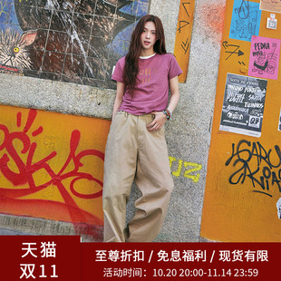 寬松休閑褲 SPELLEDIT2025秋季 新品 經典 子女 復古百搭垂感直筒褲