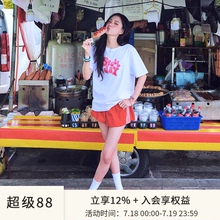 SPELLEDIT2025夏季新品三线短裤运动风宽松休闲松紧腰短款裤子女