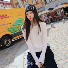 SPELLEDIT2025冬季新品经典罗纹长袖T恤简约百搭纯色打底衫上衣女