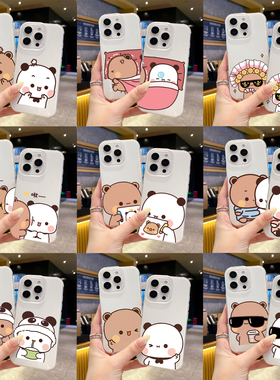 新款可爱IMD白色透明一二布布手机壳情侣款定制适用苹果17/16/15/142promax华为荣耀小米红米VIVOPPOiqoo一加