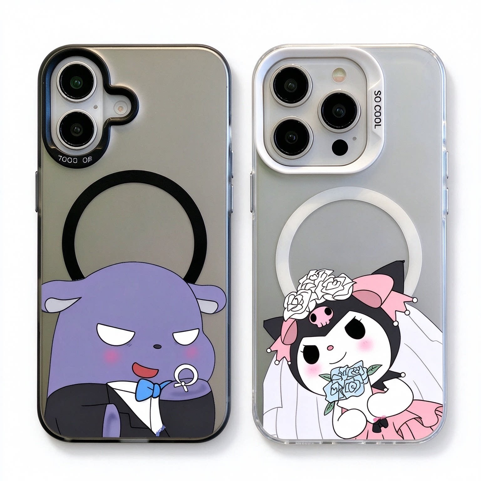 手机壳磁吸磨砂紫色卡通婚纱头纱蝴蝶结可爱适用苹果iPhone18/17/16/15ProMax女生闺蜜情侣款防摔硬小米VIVO