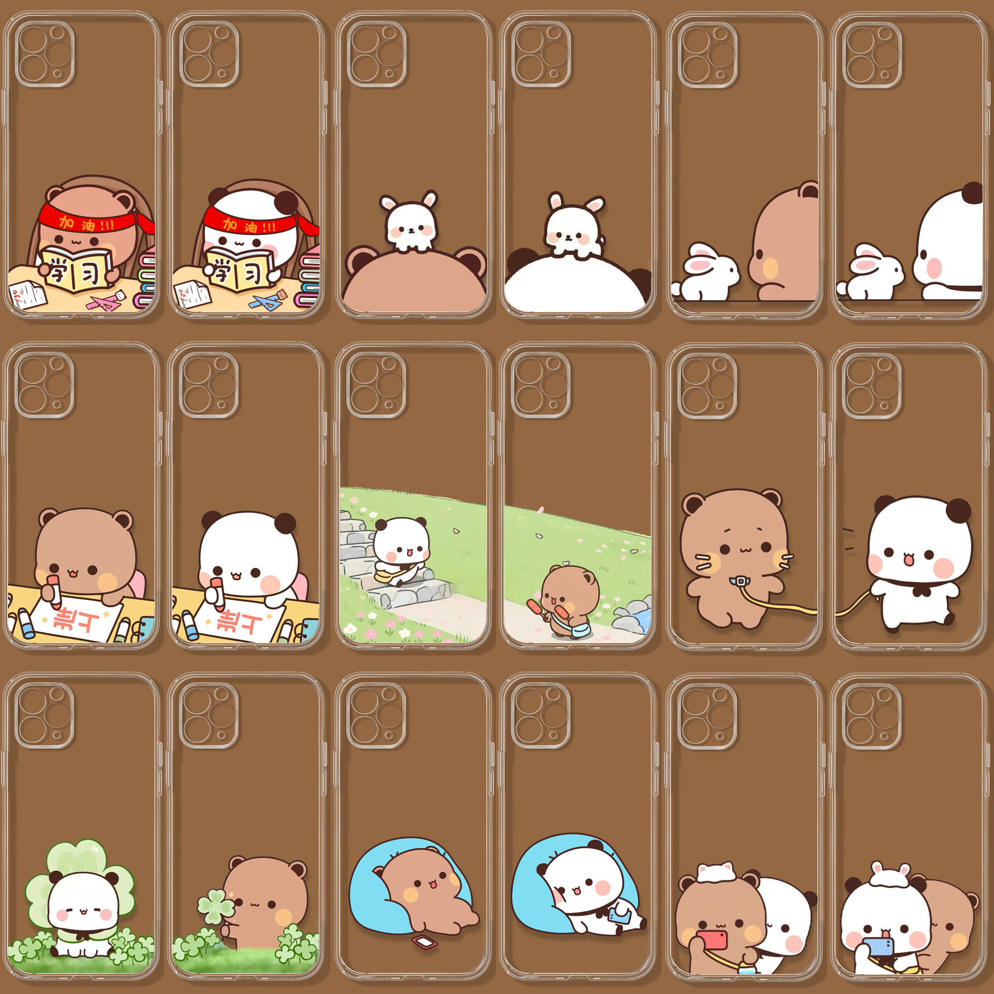 新款透明硅胶软壳布布一二情侣手机壳定制任意机型适用苹果17/16