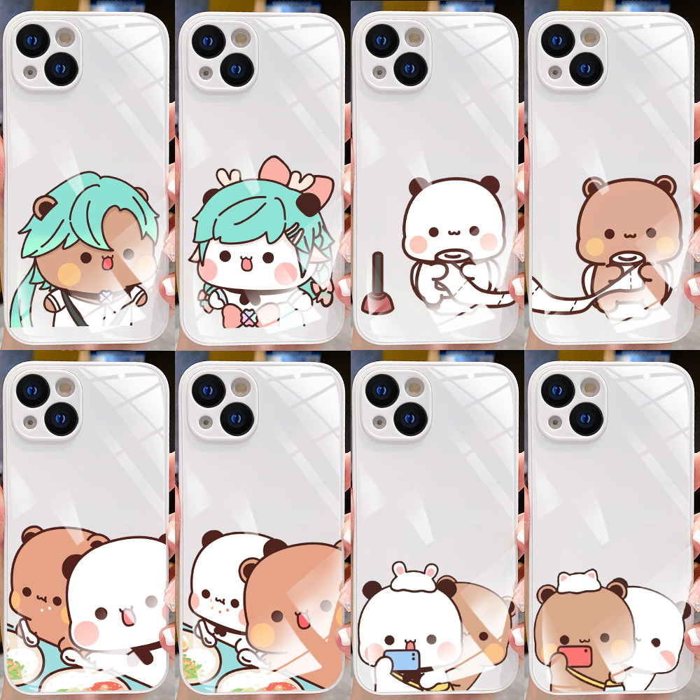 新款硬壳白色玻璃一二布布情侣手机壳定制任意机型适用苹果17/16/15/14/13/112promax华为荣耀小米vivoiqoPPO