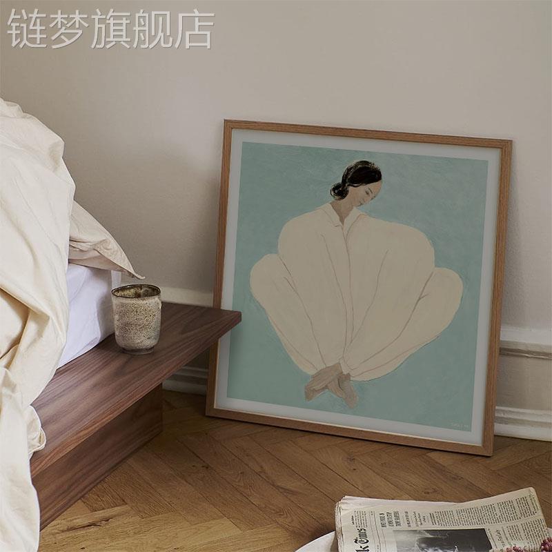 网红北客欧文艺摩餐厅装饰画圆形壁画美女人物玄关卧室床头登挂画图片