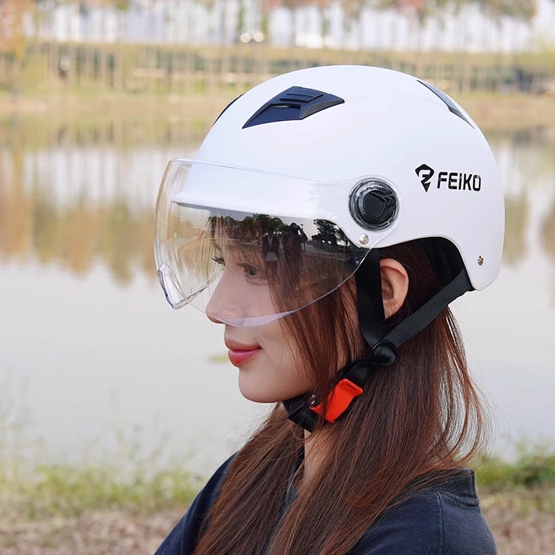 feiko半盔情侣四季双内衬头盔
