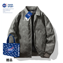 NASA STUSY美式2025冬季新款加厚保暖男款皮衣防寒羽绒服外套