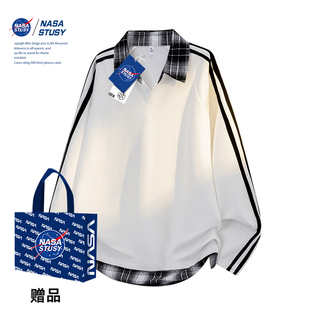STUSY美式 情侣潮牌POLO衫 高街2025新款 男款 假两件卫衣 秋装 NASA