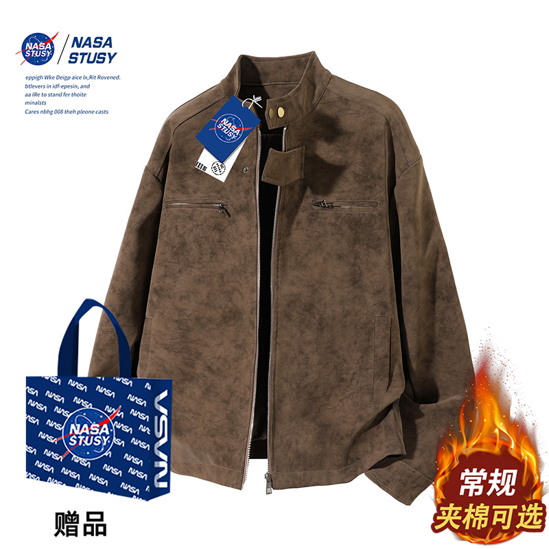 NASA官方进口美式PU皮夹克外套
