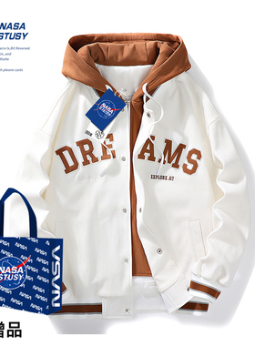 NASA STUSY美式复古2026春秋装新款男款假两件工装夹克高级感外套