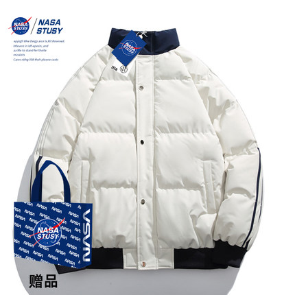 NASA STUSY羽绒棉服男款冬季情侣潮牌休闲百搭加厚保暖棉衣外套