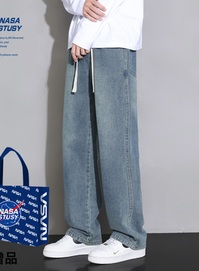 NASA STUSY美式高街宽松直筒牛仔裤2026新款春秋装男款休闲长裤子