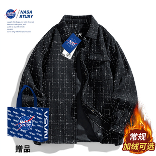 夹棉情侣夹克工装 NASA 男款 复古2025秋冬新款 小香风外套 STUSY美式