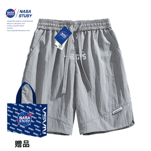 新款 男士 NASA官方情侣时尚 夏季 复古百搭潮流五分短裤 运动短裤 美式