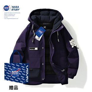 加厚保暖男款 NASA 新款 2025冬季 防寒防风羽绒服外套 STUSY美式