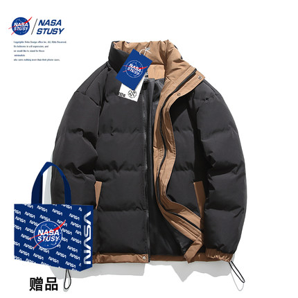 NASA STUSY羽绒棉服棉袄子男士加绒加厚情侣装面包冬季棉衣外套