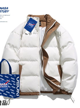 NASA STUSY美式2025冬季新款加厚保暖棉衣男款棉袄羽绒棉服外套