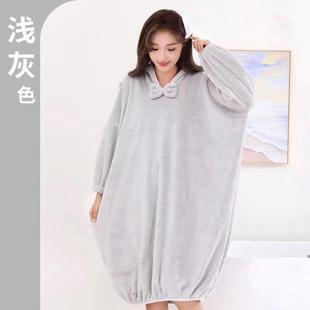 浴袍可穿浴巾女家用吸水柔软速干浴裙洗澡睡袍睡衣连帽 洗澡后穿