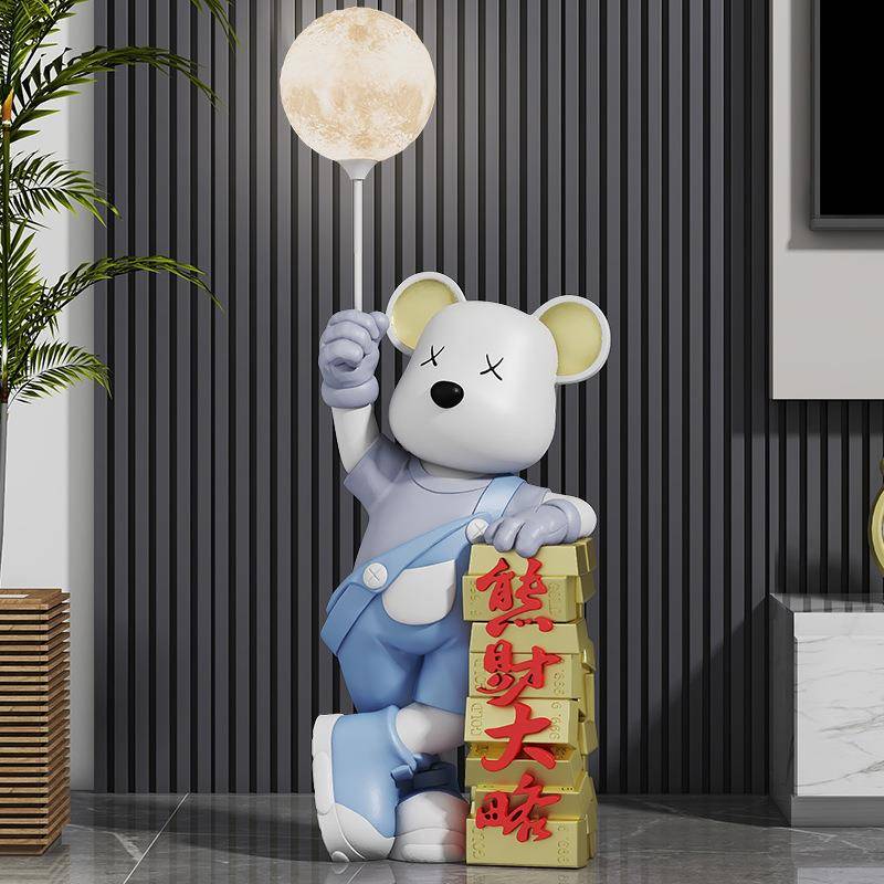现货熊财大略暴力熊月球灯大型落地装饰摆件酒店会所新店开张前台