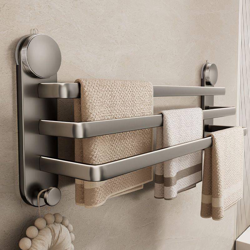 新款吸盘毛巾架卫生间免打孔浴室毛巾杆浴巾壁挂置物架收纳单双杆
