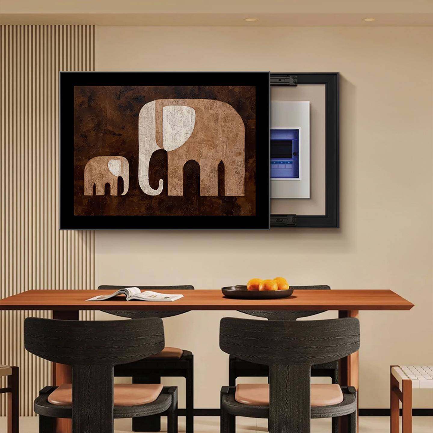 2025新款电表箱装饰画复古大象配电箱遮挡挂画电源箱总开关盒壁画