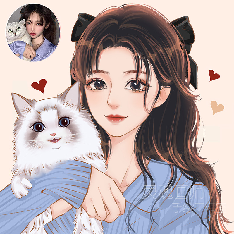 q版手绘头像定制卡通情侣w漫画头像设计原创画师约稿真人照片.